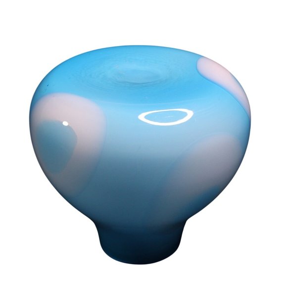 Studio Art Glass MCM Hand Blown Blue White Geometric Home Office Decor Modern - Picture 7 of 11